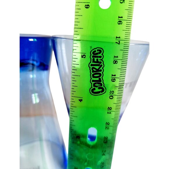 Set Of 4 Martell Cognac Etched Cobalt Blue Cocktail Glasses 9oz Von Pok - Picture 9 of 9